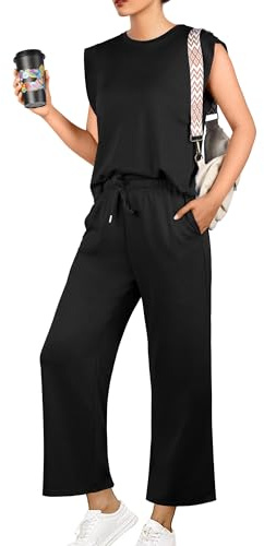 GRECERELLE Damträningsoverall sommar tvådelad elegant lätt tracksuit ledig sportset joggingdräkt sweatshirt och joggingbyxor för löpning yoga gym