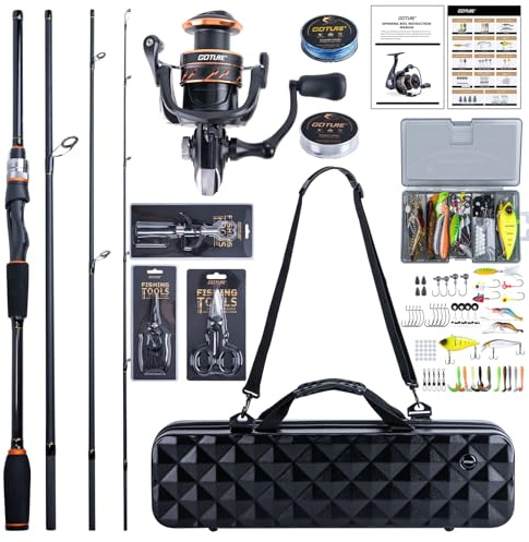 Goture Spinnrute Komplettset 2,7m 10-35g | 24T Hochmodul-Kohlefaser | Keramikringe | Inkl. Angelrolle (9+1 Kugellager), Köderbox, 3 Werkzeuge, Tragetasche | Ideal für Barsch, Zander, Hecht, Geschenk