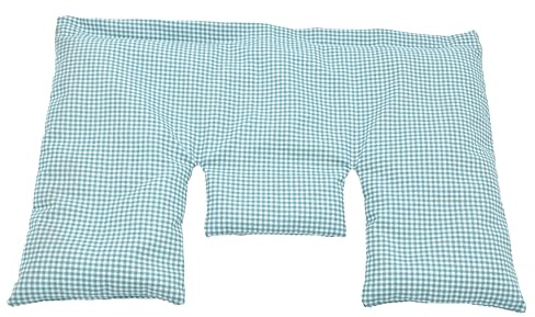 NATURMOOR Körsbärskärnekudde för Nacke 40x25 cm – CE-märkt Medicinteknisk Produkt Klass I – Värmekudde för Värme och Kyla – Tvättbart Bomullsöverdrag – Mikrovågsugn & Frys, Blå Med Ljusblå Rutor