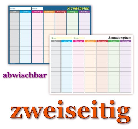 Stundenplan DIN A4 (210 x 297) zweiseitig nass abwischbar