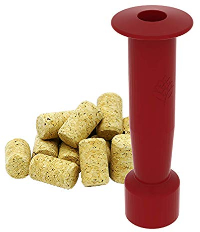 Browin® 650003 Kit de bouchage de vin : Marteau-Bouchon + 10 Bouchons en liège pressé Naturel en Plastique, Bois, Rouge