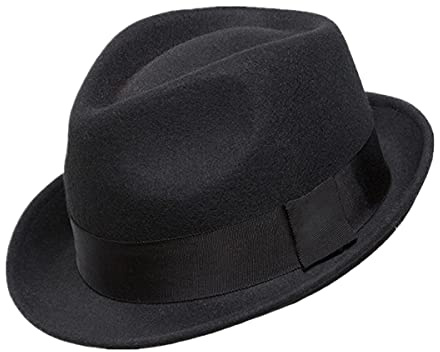 Home Prefer Men's Wool Felt Winter Hat Short Brim Fedora Hat Black Medium