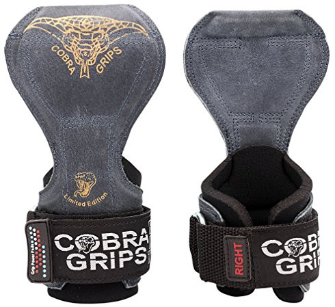 Cobra Grips Pro Gewichtheberhandschuhe, robuste Riemen, Alternative zu Powerlifting-Haken für Kreuzheben, mit integrierter, verstellbarer, Neopren-gepolsterter Handgelenkbandage, Bodybuilding (Pro