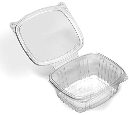 Thali Outlet - 500 x 500cc Clear Plastic Salad Containers with Hinged Lids Stackable Leakproof Rectangle Boxes