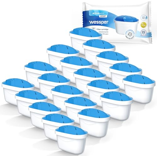 Wessper Pack 20 Sport Wasserfilter | Kartuschen Ersatz für Dafi Unimax Aquaphor A5 BRITA Maxtra+ PHILIPS AWP212/10 Wasserfilterkartuschen