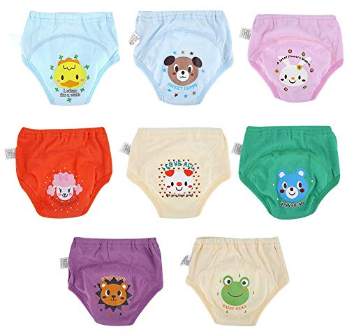 8 Stücke Baby Töpfchen Unterwäsche Trainingshose für Kleinkinder Kleinkinder Mädchen Cartoon Nette Wasserdichte Windeln 4 Schichten(90)