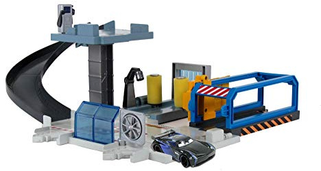 Disney Pixar Cars GJW43 - Rust-Eze Tuning-Center mit Jackson Storm-Fahrzeug und Spielbereichen