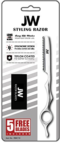 JW Professional Hair Styling Thinning Texturizing Cutting Feather Razor + 5 Replacement Blades