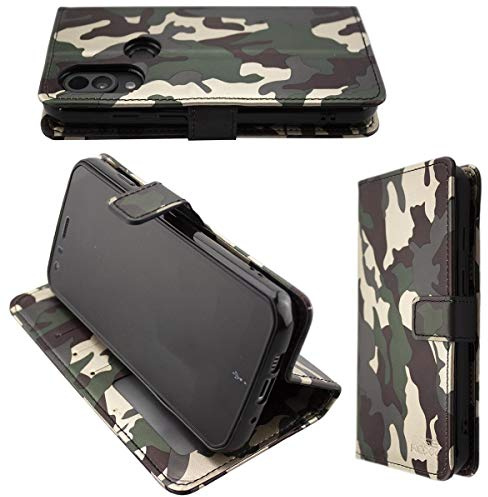 caseroxx Bookstyle Handytasche für Cat S62 / S62 Pro in Camouflage – Klapphülle mit Kreditkartenfächern, Magnetverschluss, Standfunktion & Rundumschutz für Display und Gehäuse