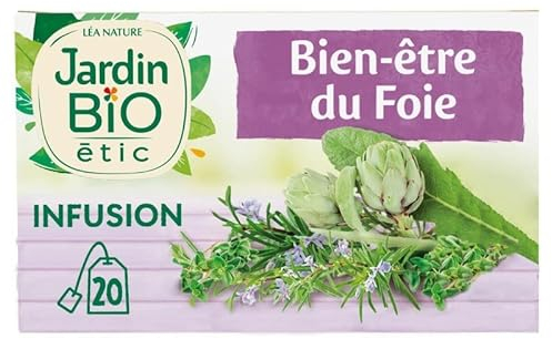 Epicerie JARDIN BIO ETIC - Jardin Bio Étic Infusion Bien Être Du Foie Bio 20 Sachets + Étui 30G - Lot De 4 - Livraison Gratuite