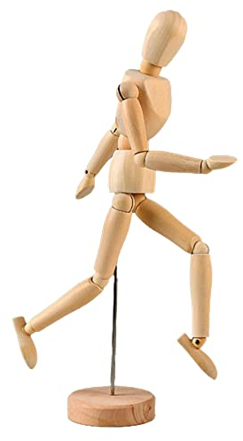 XUBX Gliederpuppe aus Holz, 33cm Holzpuppe Menschlicher Körper Mannequin mit Ständer, Verstellbare Glieder Puppe, Zeichenpuppe, Bewegliche Modellpuppe Für Anfänger, Profis und Künstler