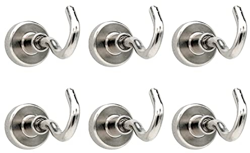 ZFYQ Magnetic Hooks, 16mm Powerful Magnets 20lbs Hooks, Great for Fridge, Office and Kitchen, Pack of 6