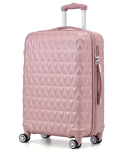 RMW Large Suitcase Luggage Hard Shell | Aluminum Telescopic Handle | 3 Digit Combination Lock | 4 Dual Spinner Wheels | Lightweight Durable Suitcases Check in (Rose Gold)