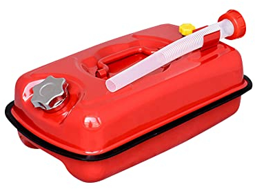Jerrican 5L - Métal Bidon de Carburant avec Bec Verseur Flexibles - Jerrican Essence Homologué UN - Jerrican Carburant Horizontal Rouge - Portable Bidon de Réserve pour Alcool Carburant Essence
