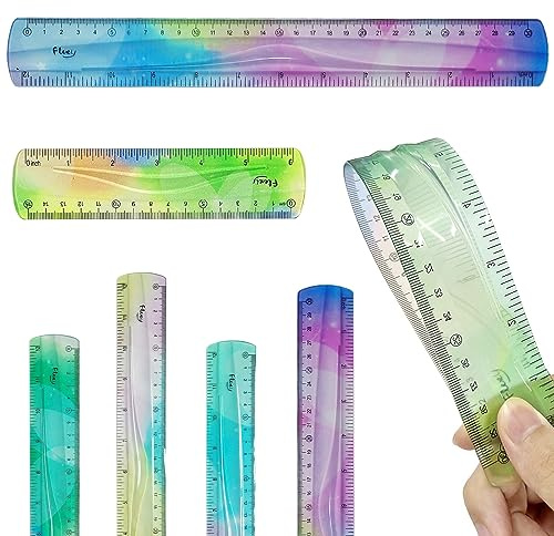 PFLYPF Righello Morbido da 15 cm e 30 cm, PVC, con Divisori in Pollici e Centimetri, Adatto per Ufficio, Scuola, Casa