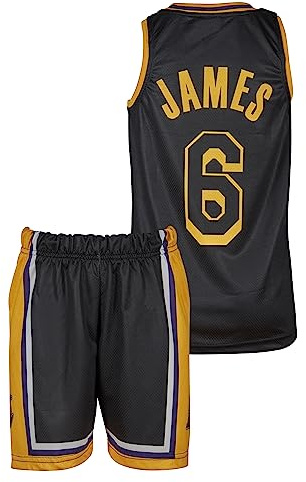 Amdrabola Lakers Lebron James basketboll barn jersey byggsats, svart, kommer med shorts basketfans (128, svart)