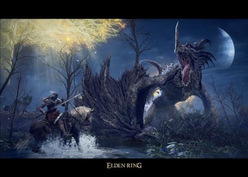 Displate Elden Ring Metal Poster Magnetische Befestigung Offiziell Lizenziert Bilder Lands Between - Flying Dragon Agheel Poster 67,5x48cm