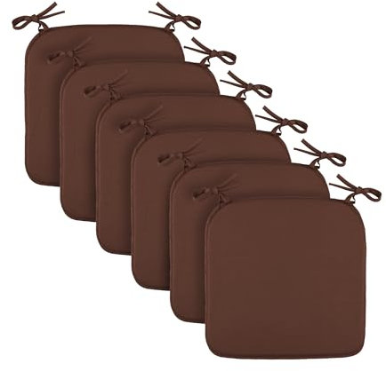 Bestlivings Sitzkissen (6er Pack/Schoko) Stuhlkissen mit Haltebändern 38cm x 38cm - Öko-Tex Zertifiziert - Sitzauflage Uni, Canvas Stuhlauflage