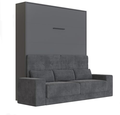 SMARTBett Schrankbett M1 180x200 Vertikal Anthrazit inkl.Anthrazit Sofa