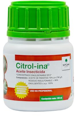 Aceite Parafina Citrol-Ina - Insecticida ECOLÓGICO Huerto y Frutales | Insecticida Concentrado 100 ml equivalente a 10 litros | Insecticida Cochinillas, Mosca, Acaros, pulgon ... Sipcam Jardin