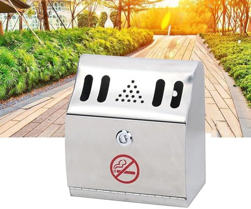 KUOYTT Aschenbecher zur Wandmontage - Raucherstange zur Wandmontage, Aschenbecher für den Außenbereich, Wandaschenbecher aus Edelstahl mit großem Fassungsvermögen, abschließbarer Aschenbe