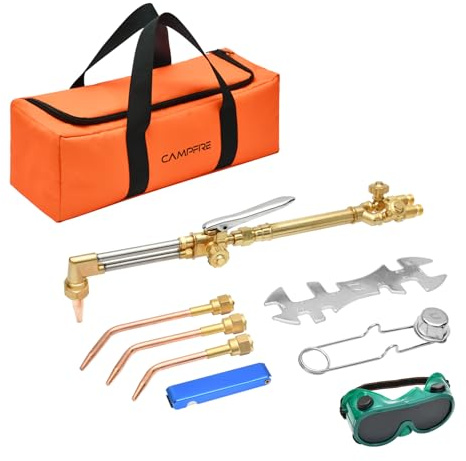 CAMPFIRE Oxygen Acetylene Torch Kit, 12 Pcs Welding Cutting Torch Kit With Check Valves And Tool Bag