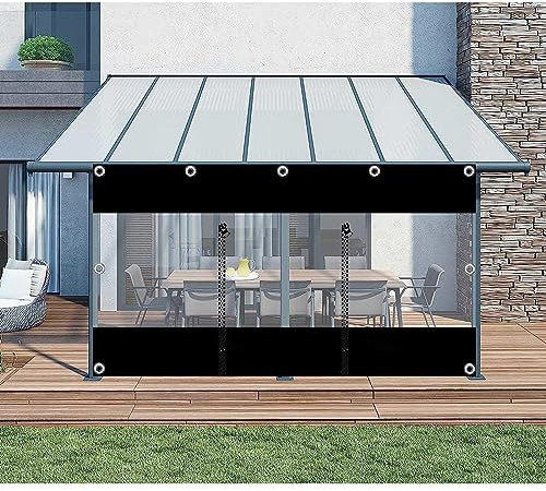 Gazebo da esterno, telone trasparente, impermeabile, in PVC, con cerniera e occhielli, per patio, pergola, portico, garage, garage e posto auto coperto, 5 x 3 m