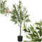 tectake® Olivo Artificial Grande con Tronco de Árbol, Hojas y Olivas Realistas, Planta Artificial Grande para Decoracion Salon, Plantas Artificiales Grandes, Plantas Decorativas - 120 cm de Alto