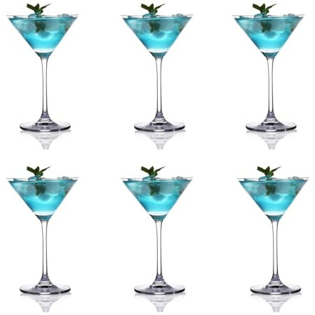 Lot de 6 verres à martini classiques soufflés à la main, 105 ml, parfaits pour Martini Cosmopolitan Gimlet Home Bar Party et coffret cadeau