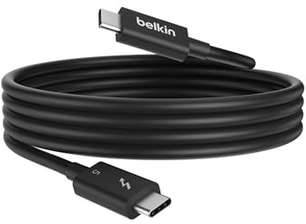 Belkin USB-C Thunderbolt 5 Cable w/ 240W Power Delivery, Bandwidth Boost Up to 120Gbps, 3x Faster Data Transfer and 4K UHD Display Resolution, 3.3ft - Intel-Certified Fast Charging USB-C Cable - Black