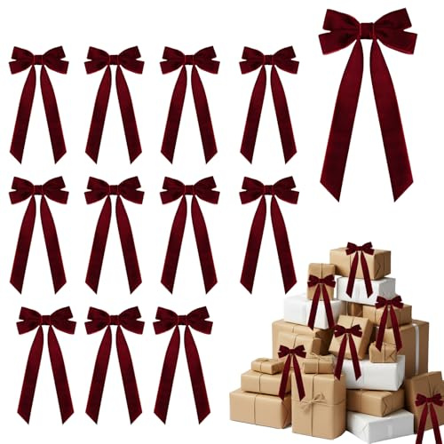 Fiocchi di San Valentino in Velluto, 12 Pezzi 22 x 13 cm Fiocchi per Confezioni Regalo Fiocco Decorativi Decorazioni Albero di San Valentino per Matrimoni Decorazione per Porte Pareti Ornamento Feste