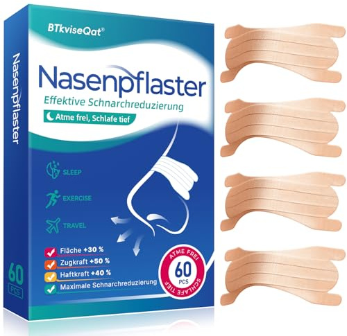 Nasal Strips 60 Pieces New Snoring Aids for Men and Women with 3 Flexible Support Straps Nose Strips for Breathing Snore Strips Anti Snoring Devices Nose Tape for Travel, Sleep & Sports