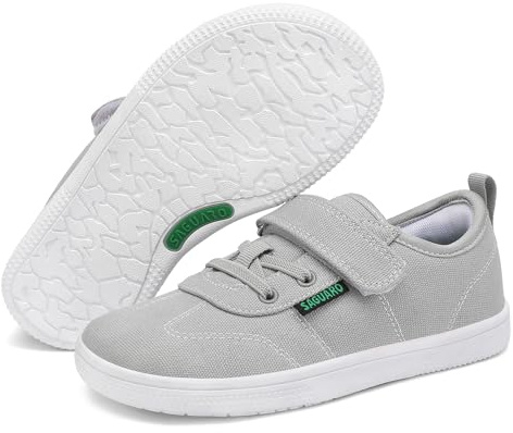 SAGUARO Bambini Barefoot Shoes Bambino Scarpe a Piedi Nudi Minimaliste Flessibili Sneakers Barefoot in Tela Ragazzo per Uso Quotidiano, Scuola e Sportive Grigio Perla,Gr.25