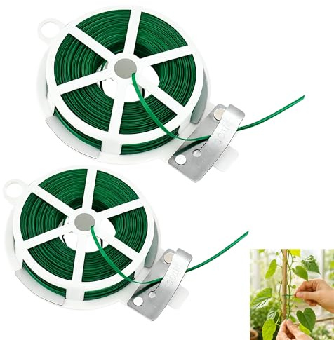 Infinity & Breathe Fil de jardin avec cutter, 2 rouleaux de fil de liaison pour plantes, 100 m, vert