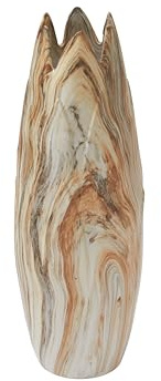 Deco 79 Ceramic Decorative Vase Marbled Centerpiece Vase with Angled Edge Opening and Rust Accents, Flower Vase for Home Decoration 7 x 7 x 21, Beige