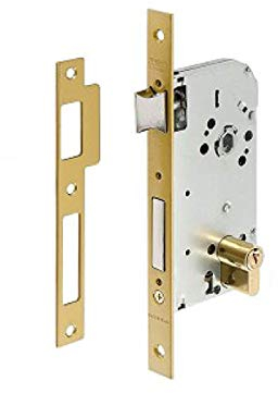 Tesa Assa Abloy 13058CHL Cerradura de embutir para puertas de madera Con Cilindro Latonado Entrada 50 mm / Frente Cuadrado 130