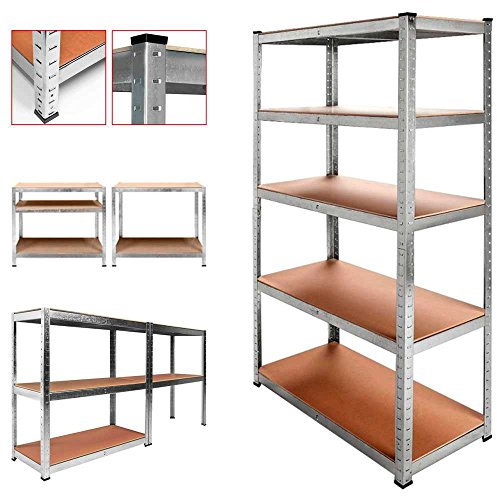 OcioDual 2X Estanteria Metalica, Estanteria Trastero 180x90x40cm, Estantería Almacenaje, Estantería Metálica, Soporta 875kg Divididos en 5 Baldas, Almacenamiento Divisible, Plata