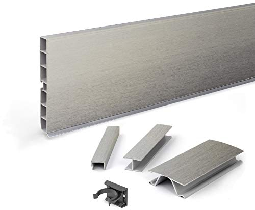 DQ-PP Zócalo de 3 m, 100 mm, acero inoxidable, plástico, rodapiés para cocina