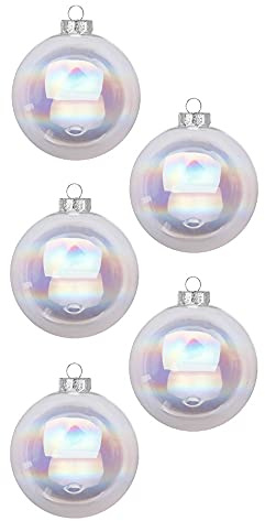 Inge Glas Weihnachtskugeln | Schöne Christbaumkugeln aus Glas | 20 Kugeln in Karton-Box | Christbaumschmuck Weihnachtsbaumschmuck Weihnachtsbaumkugeln (Irisierend | durchsichtig Seifenblasen Glanz)