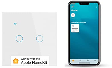 Smart Touch Light Switch 2 Gang 1 Way WiFi Wall Light Switch Works with Apple HomeKit, Alexa, Google Home and SmartThings, App/Voice Control, Glass Panel, 10A 300W Neutral Wire Required White