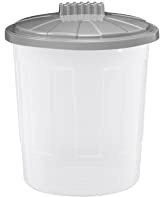 8L Fun Bin with Twist Lock Lid | Plastic Transparent Storage Bin For Toys Storage/Animal Feed Storage | Waste Bin, Trash Can, Dustbin | Perfect For Kitchen, Home, Office Storage Organiser - Cool Grey.