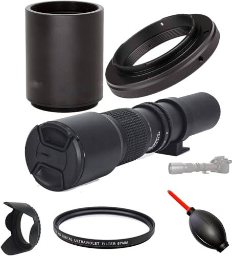 OPTURA HD 500mm/1000mm f/8 Manual Telephoto Lens for for Canon EOS 4000D 2000D 1200D 80D 90D Rebel T3i T4i T5 T5i T6 T7 T6i T7i SL1 SL2 5D III IV 6D 7D II 60D 70D 77D