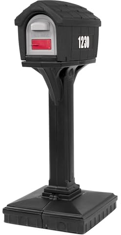 American Home by Simplay3 Dig-Free Easy Up Home Mailbox and Post Combination in Black Above Ground Mailbox