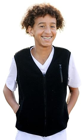 Fun and Function - Weighted Fleece Vest - Weighted Sensory Vest for Kids with Sensory Needs - Weights Included - Black - Small