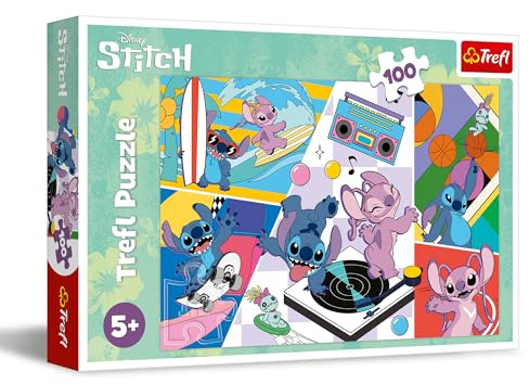 Trefl - Lilo & Stitch, Souvenirs de Lilo & Stitch - Puzzle 100 Pièces - Puzzle Colorés avec Personnages de Bande Dessinée, Divertissement Créatif, Loisir pour Les Enfants à partir de 5 Ans