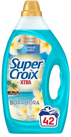 XTra par Super Croix - Lessive Liquide - Bora Bora - Fleurs de Monoï & Lait d'Aloe - Moment Evasion - Experience Sensorielle - Parfum Intense - Longue Durée - Efficace dès 20°C - 42 Lavages