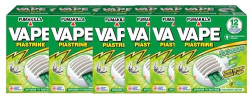 Vape Diffusore Piastrine Antizanzare Comuni E Tigre Verdessenza Con 6 Ricariche Incluse (6 Unità)