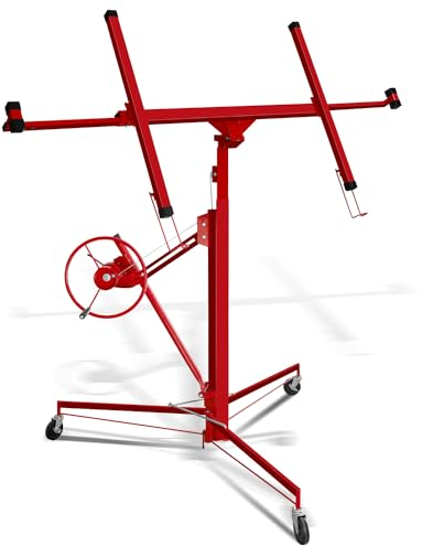 Yakimz Lève-plaque pliable XXL pour plaques de plâtre - Lève-panneaux Hauteur réglable de 140 cm à 350 cm - Charge maximale : 68 kg - Largeur du bras de charge : max. 290 cm