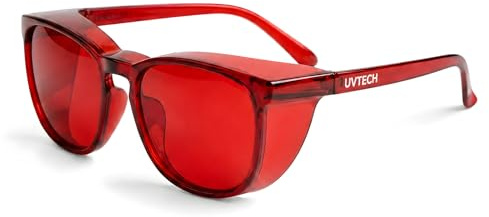 UVtech SLEEP-4B 100 % blåljusfilter röda glasögon datorglasögon PC gaming bluelight filter UV blått ljusblockerande glas anti-kvinnor män, röd, Einheitsgröße