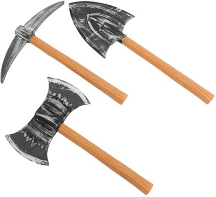 CHICAMPERA 3 Pièces Petite Hache Viking en Plastique pour Cosplay Accessoire De Fête Costume Médiéval Halloween Main Pirate Vintage Réaliste Déguisement